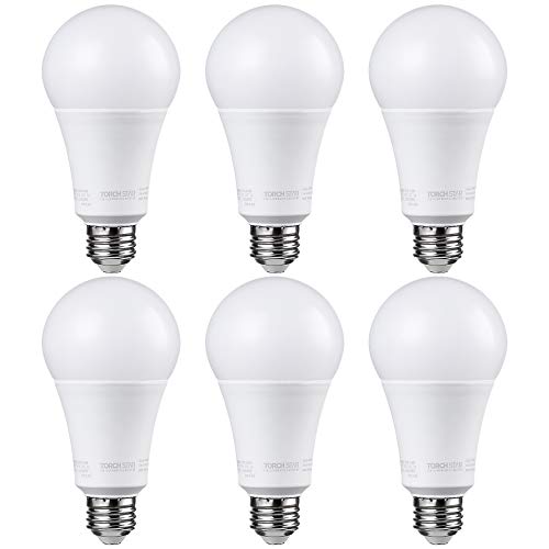 TORCHSTAR Dimmable A21 LED Light Bulbs, CRI 80, Super Bright LED Light Bulb 150W Equivalent, 22W, UL & Energy Star Listed, 25,000hrs, E26 Standard Base, No Flicker, 2550lm, 5000K Daylight, Pack of 6